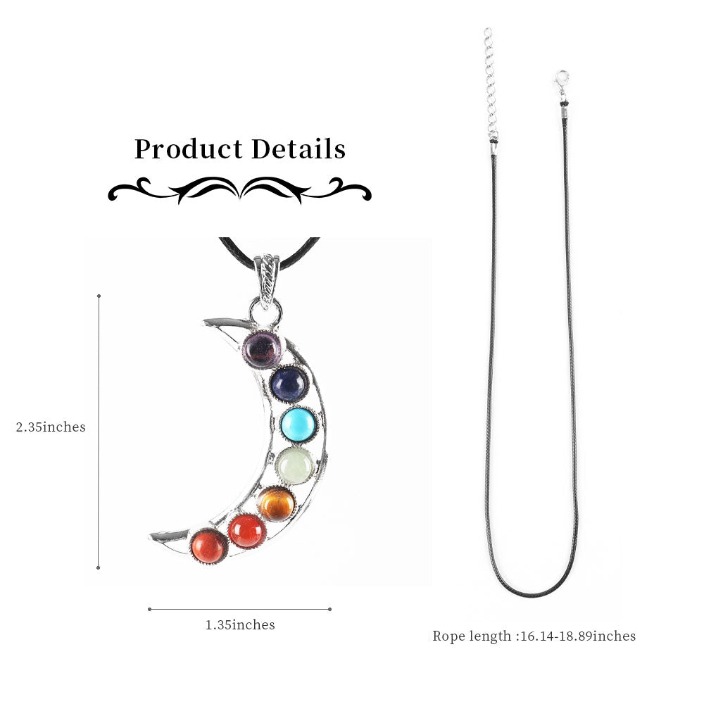 Chakra Healing Pendant | 7 Chakra Crystals Moon Necklace