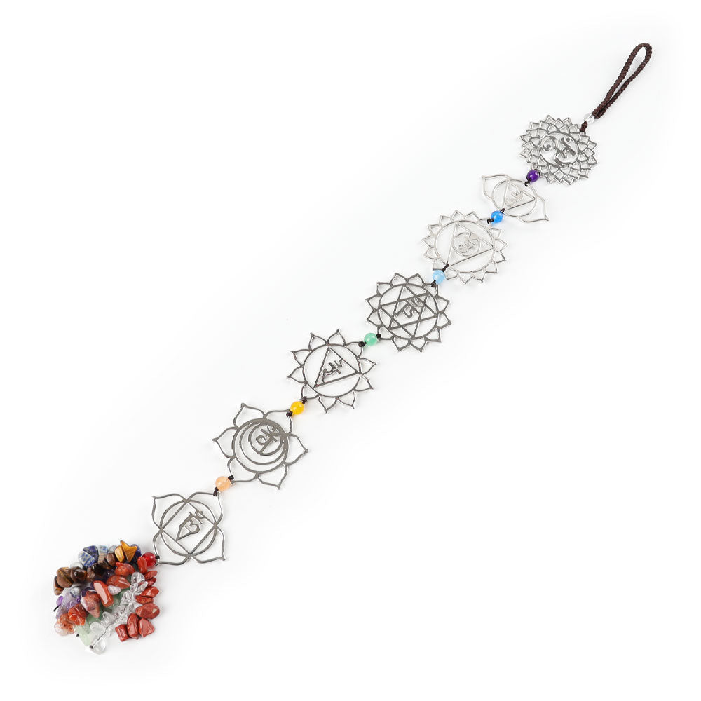 Chakra Metal Car Hanging Ornament with Crystal Tassel