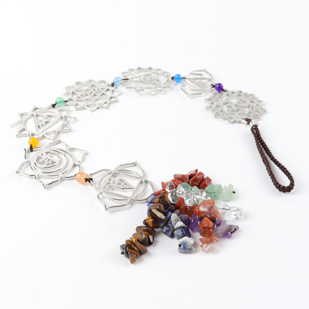 Chakra Metal Car Hanging Ornament with Crystal Tassel