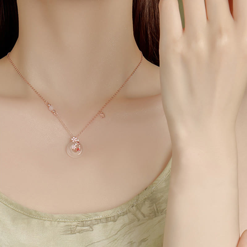 Chalcedony 925 Sterling Silver Koi Fish Peace Necklace Pendant