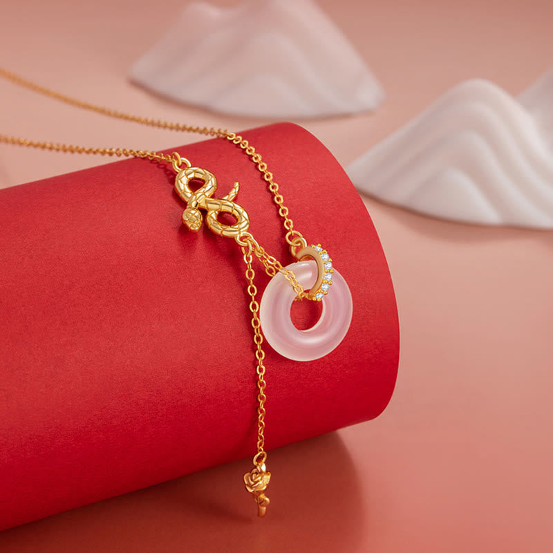 Chalcedony 925 Sterling Silver Year of the Snake Harmony Necklace