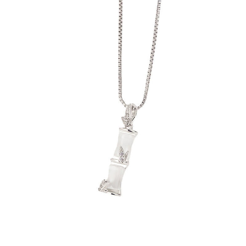Chalcedony Bamboo Harmony Spiritual Necklace 47cm Pendant