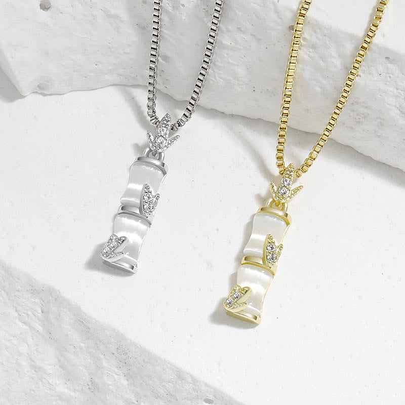 Chalcedony Bamboo Harmony Spiritual Necklace 47cm Pendant