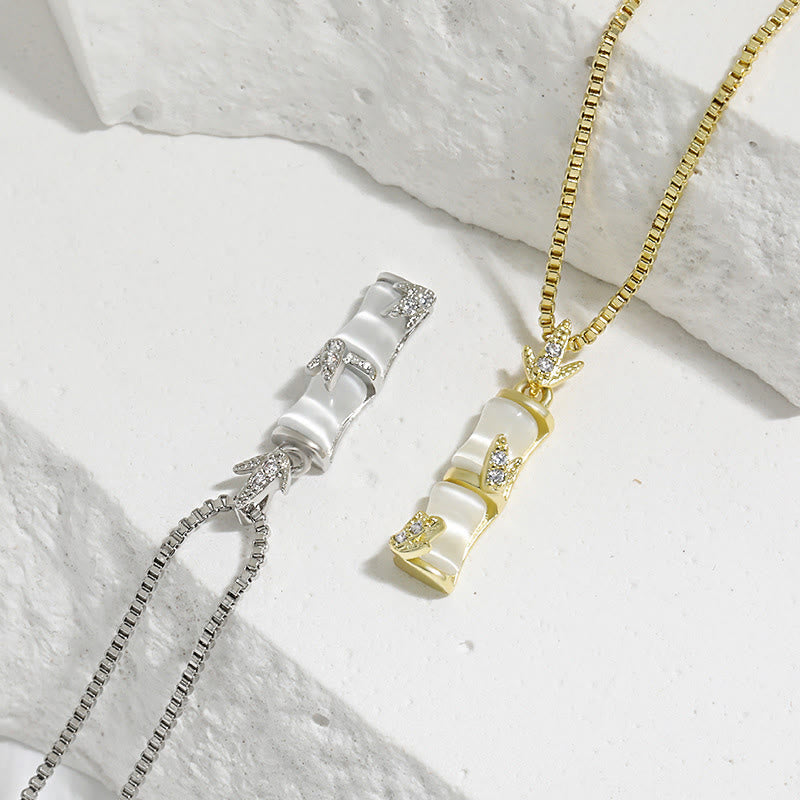 Chalcedony Bamboo Harmony Spiritual Necklace 47cm Pendant