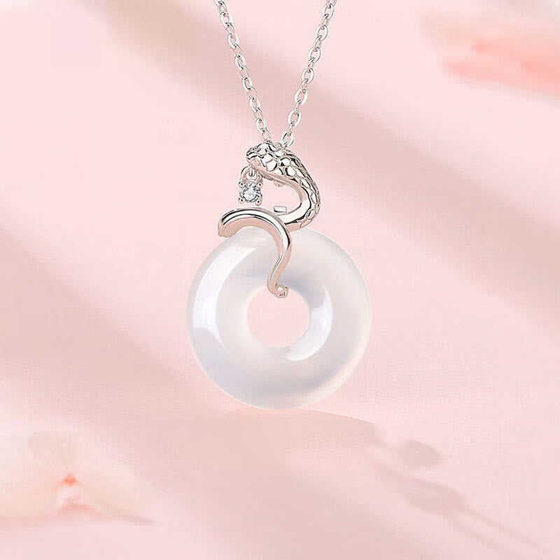Chalcedony Snake Peace Buckle Necklace