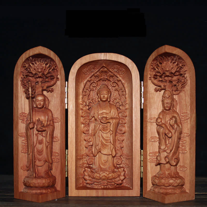 Cherry Wood Avalokitesvara Kwan Yin Buddha Altar Decoration
