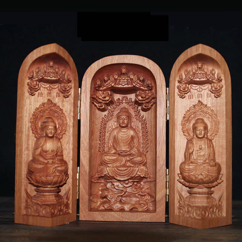 Cherry Wood Avalokitesvara Kwan Yin Buddha Altar Decoration