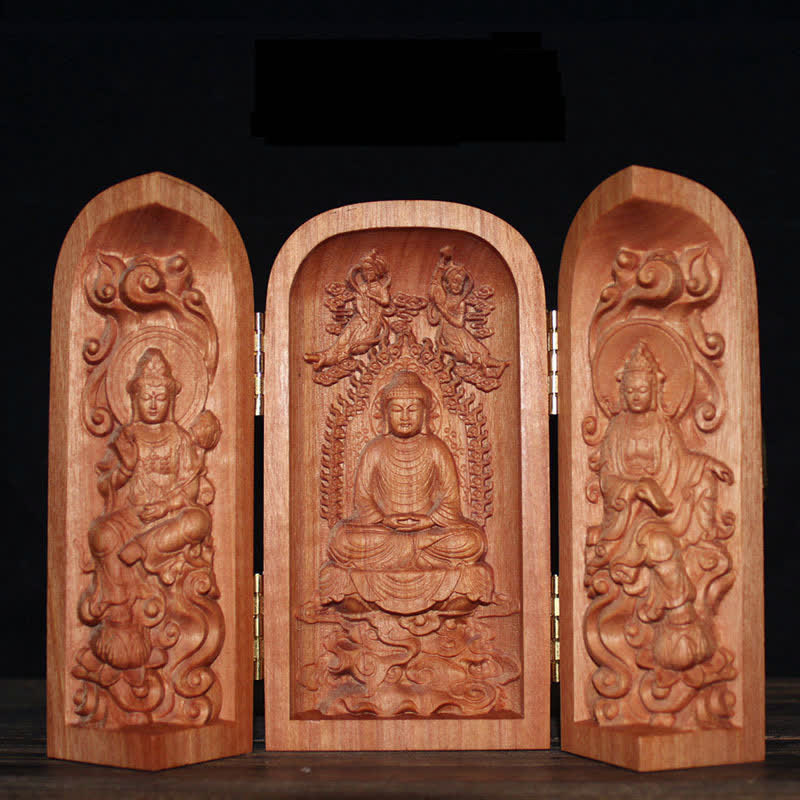 Cherry Wood Avalokitesvara Kwan Yin Buddha Altar Decoration