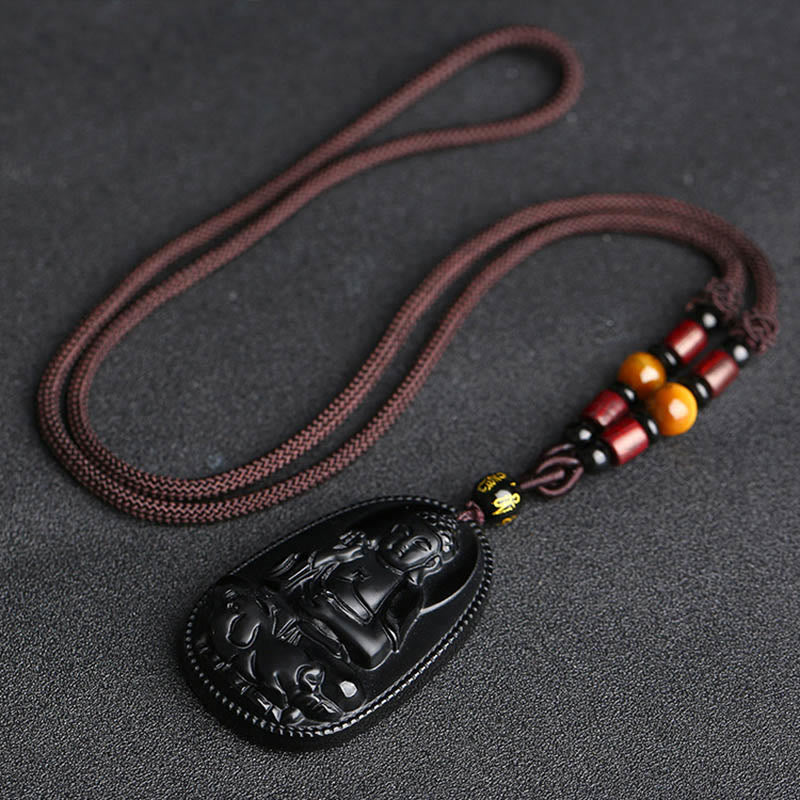 Chinese Zodiac Black Obsidian Purification Necklace