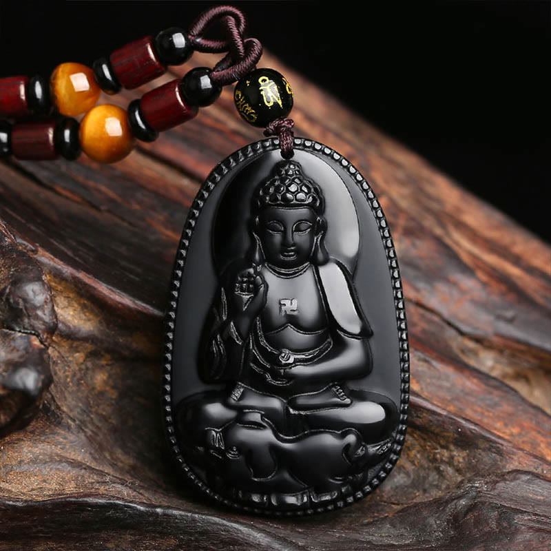 Chinese Zodiac Black Obsidian Purification Necklace