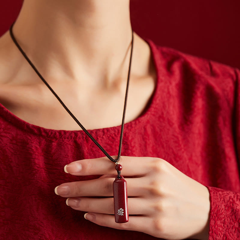 Chinese Zodiac Cinnabar Protection Necklace Pendant