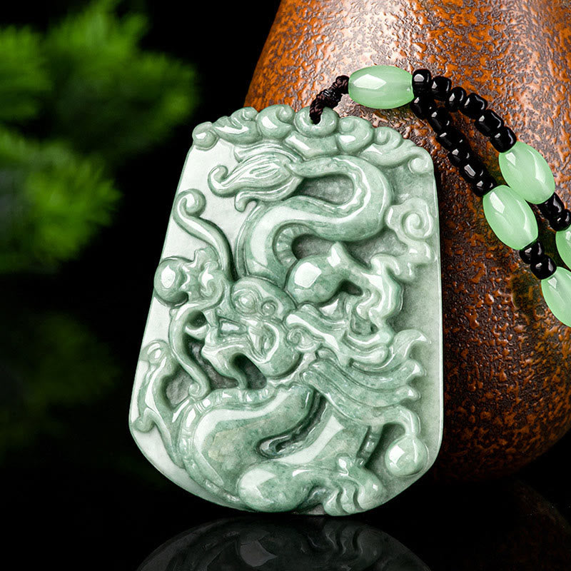Chinese Zodiac Dragon Jade Protection Necklace Pendant