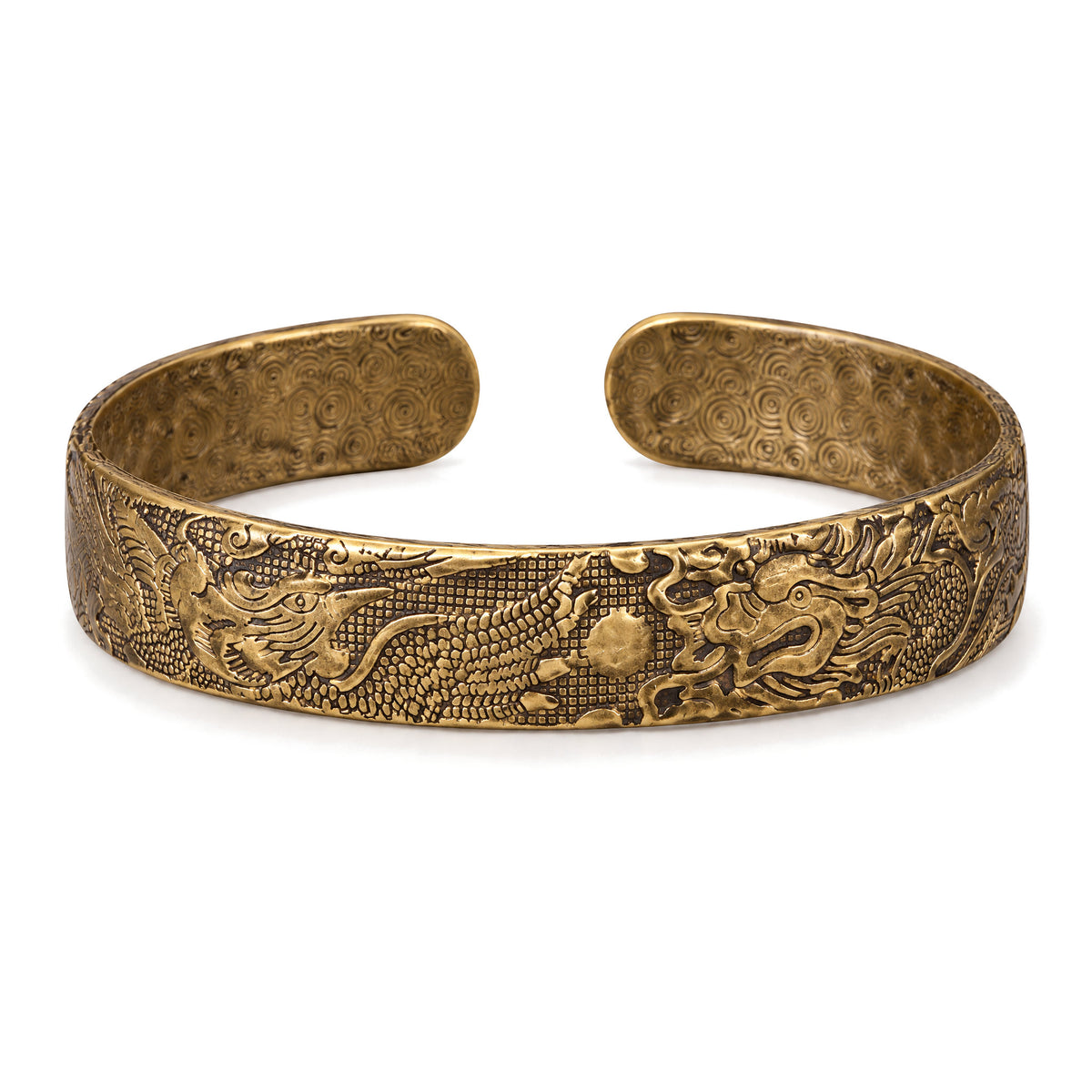 Dragon Phoenix Copper Bracelet, Vintage, on a white background