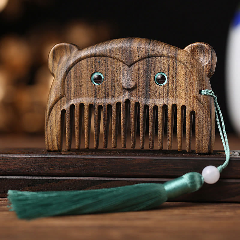 Chinese Zodiac Green Sandalwood Mini Peace Comb