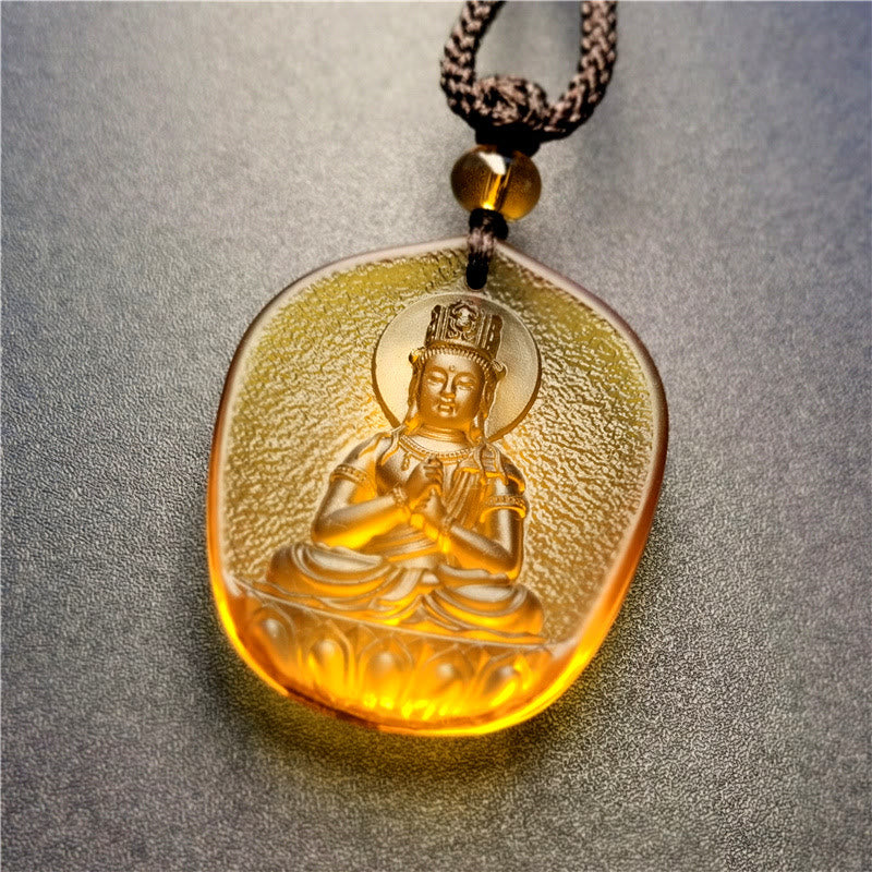 Chinese Zodiac Liuli Crystal Compassion Necklace Pendant