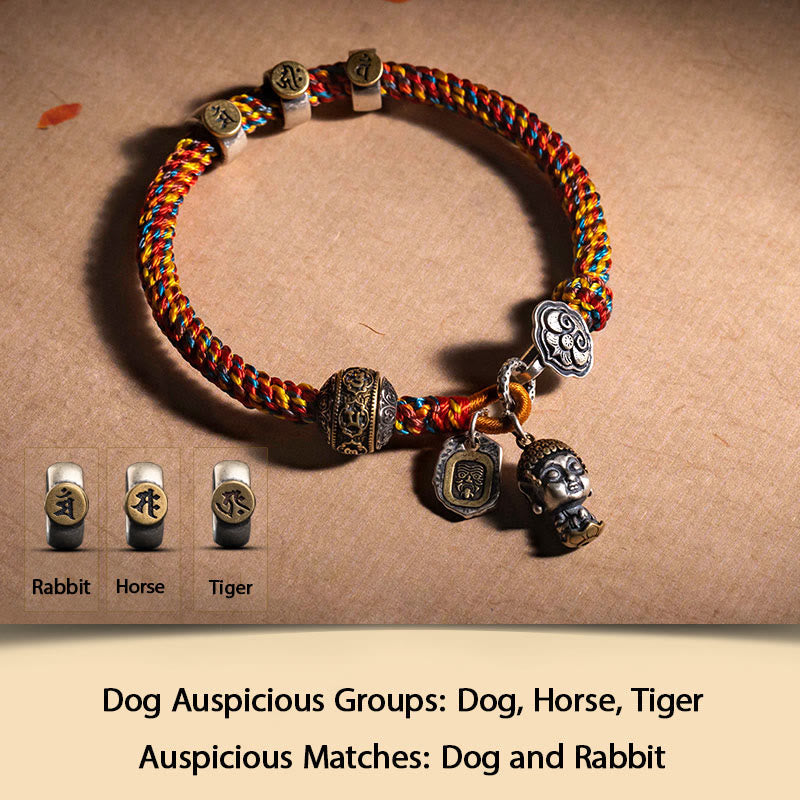 Chinese Zodiac Silver Rope Bracelet for Wealth & Protection