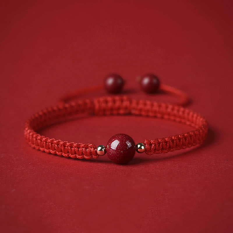 Cinnabar Blessing Bracelet with 8mm Beads & Red String