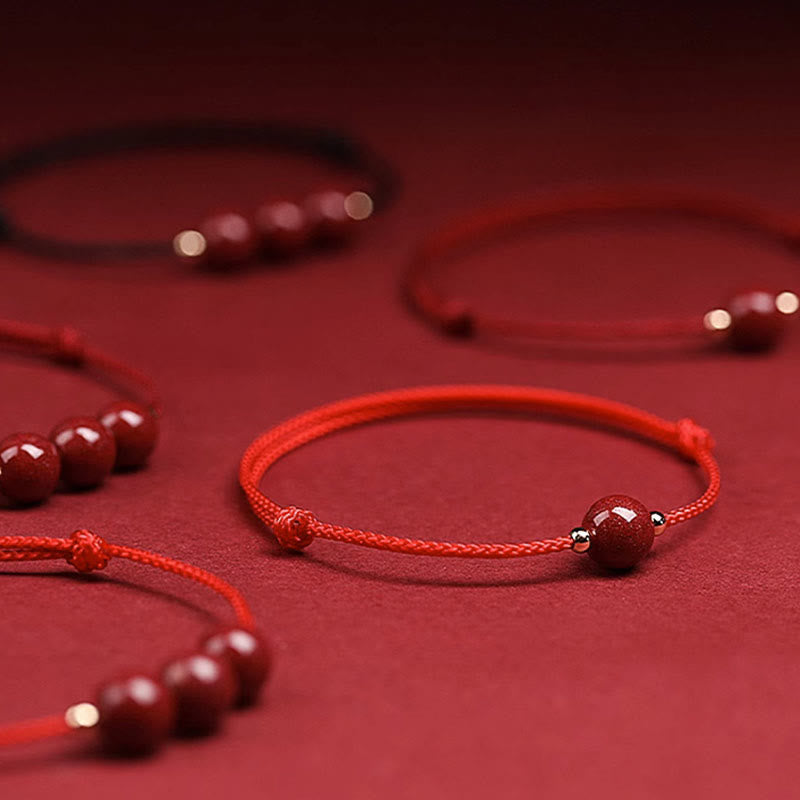 Cinnabar Bracelet and Anklet with Lucky Blessed String