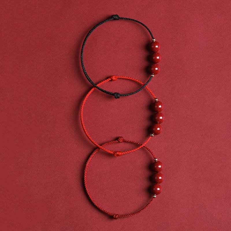 Cinnabar Bracelet and Anklet with Lucky Blessed String