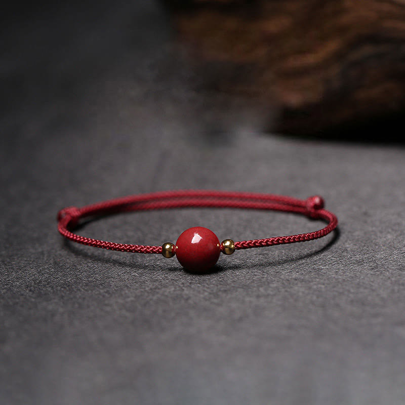 Cinnabar Bracelet and Anklet with Lucky Blessed String