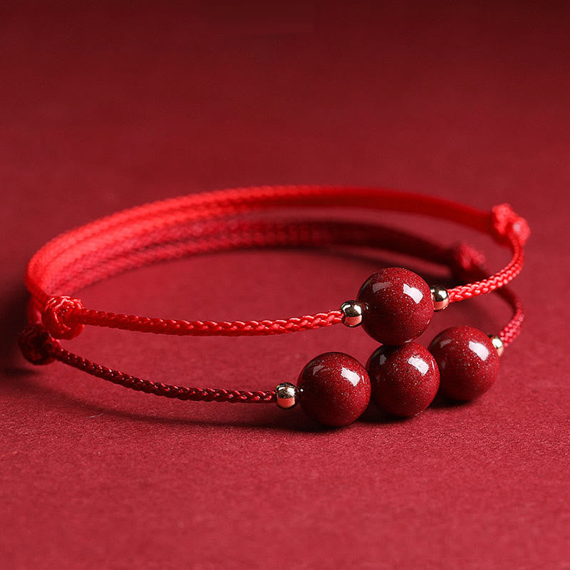 Cinnabar Bracelet and Anklet with Lucky Blessed String