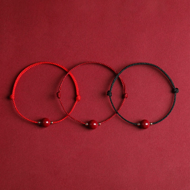 Cinnabar Bracelet and Anklet with Lucky Blessed String