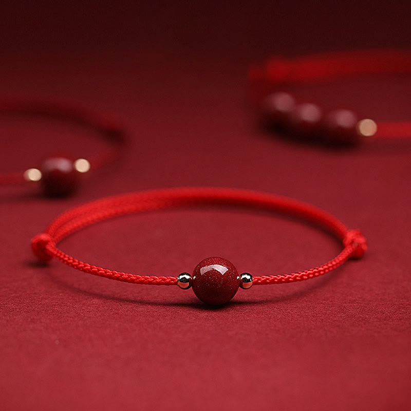 Cinnabar Bracelet and Anklet with Lucky Blessed String