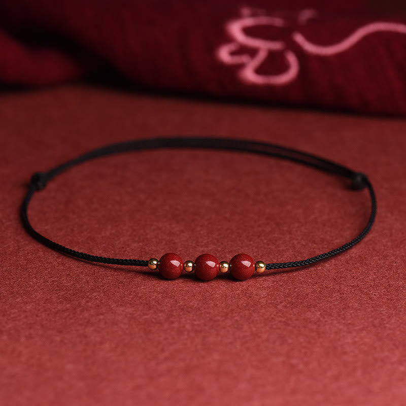 Cinnabar Bracelet and Anklet with Lucky Blessed String