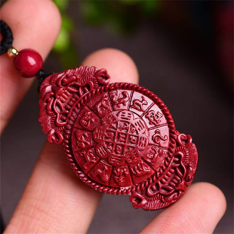 Cinnabar Buddha Necklace with Laughing Buddha & Yin Yang Pendant