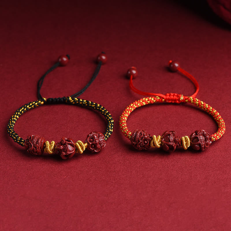 Cinnabar Chinese Zodiac Red String Bracelet for Luck & Protection