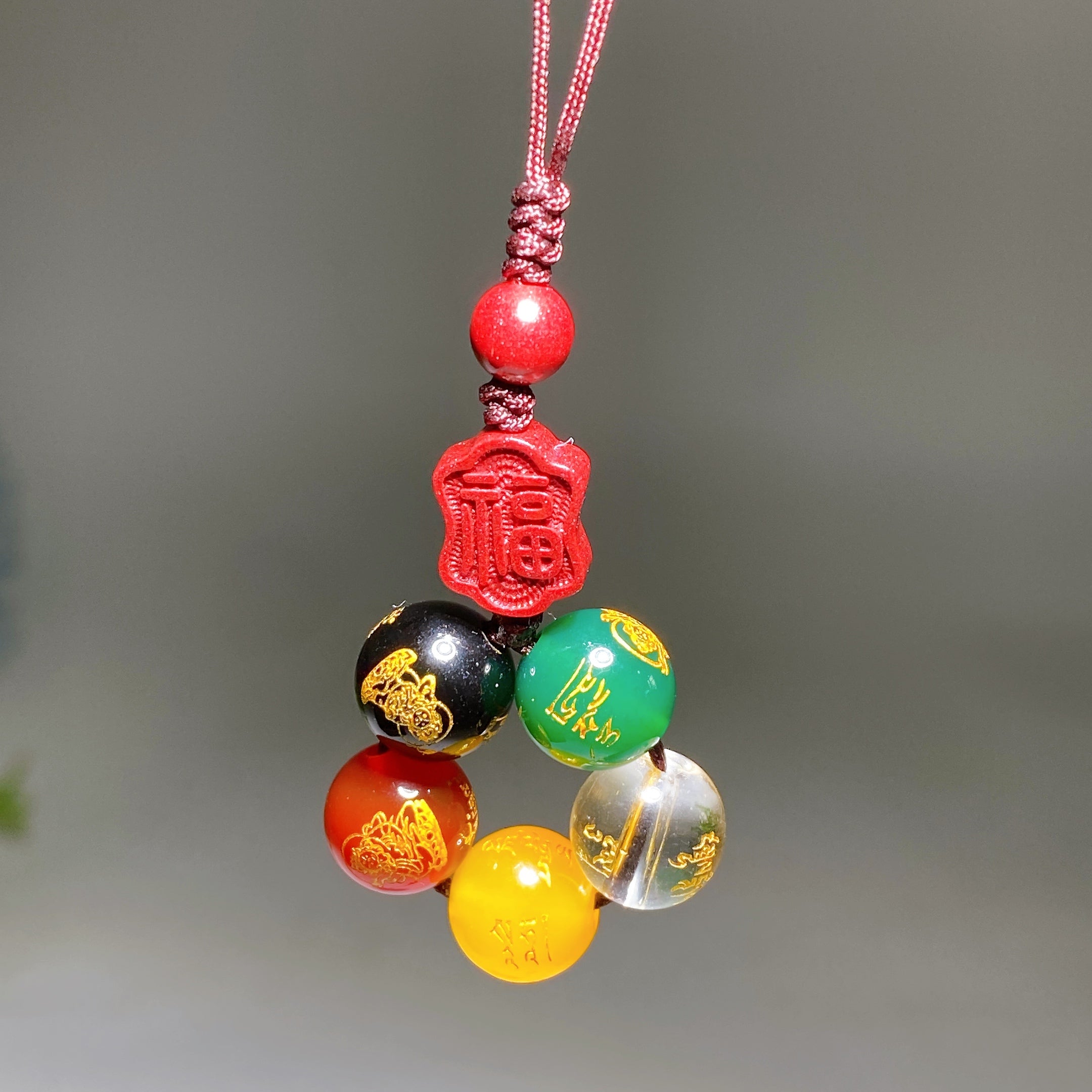 Cinnabar Crystal Hanging Ornament 10cm for Energy Cleansing