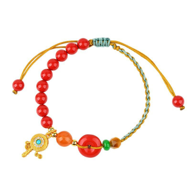 Cinnabar String Peace Buckle Evil Eye Bracelet Unisex