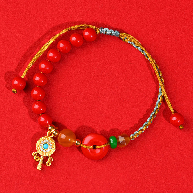 Cinnabar String Peace Buckle Evil Eye Bracelet Unisex