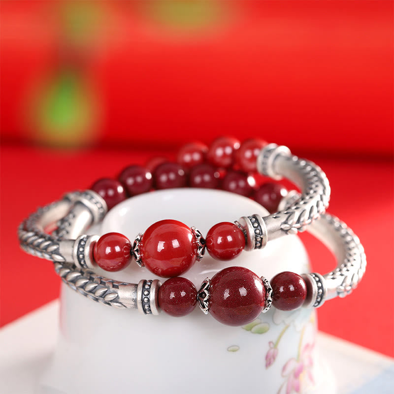 Cinnabar Wheat Ears 8mm Bracelet in Sterling Silver