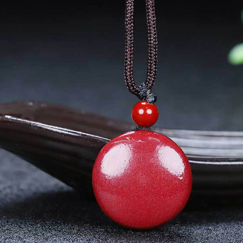Cinnabar Yin Yang Necklace Pendant for Spiritual Balance