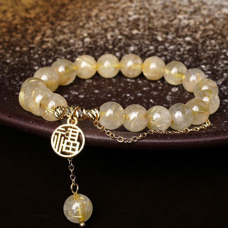 Citrine Bracelet with Fu Character for Happiness & Prosperity