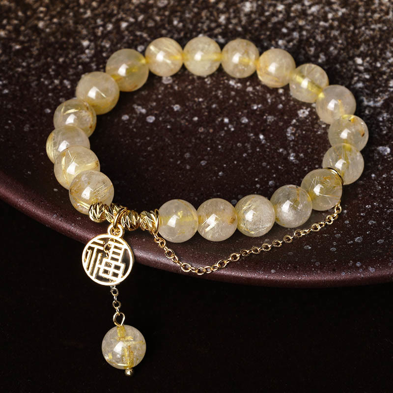 Citrine Bracelet with Fu Character for Happiness & Prosperity