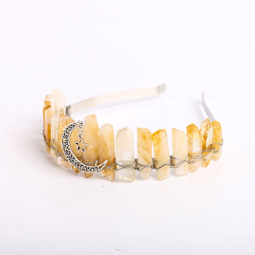 Citrine Crystal Crown Headband for Positive Energy