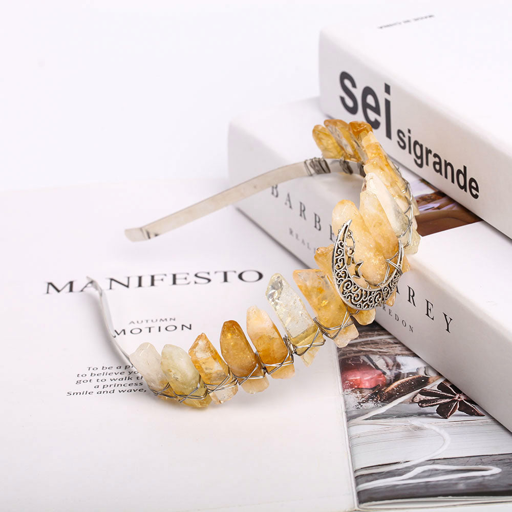Citrine Crystal Crown Headband for Positive Energy