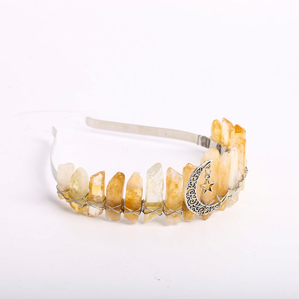 Citrine Crystal Crown Headband for Positive Energy