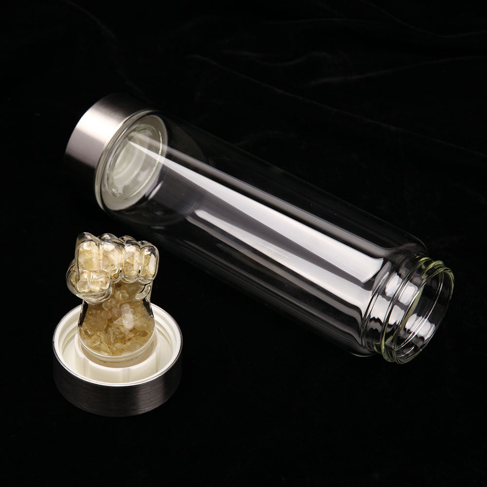 Citrine Crystal Water Bottle 23.5cm for Healing & Energy