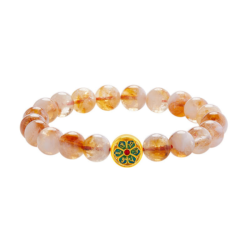 Citrine Om Mani Padme Hum Sterling Silver Bracelet