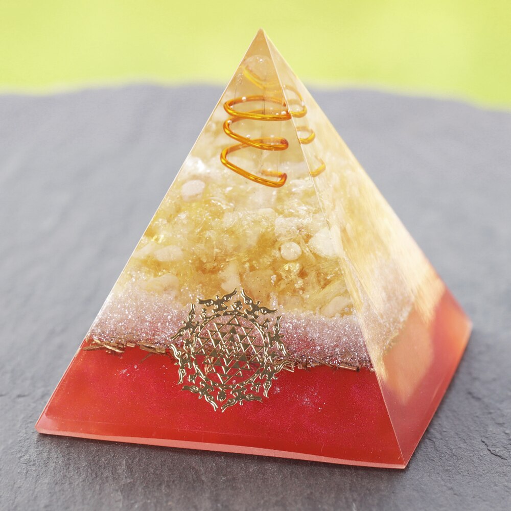 Citrine Orgone Pyramid for Manifestation and Harmony