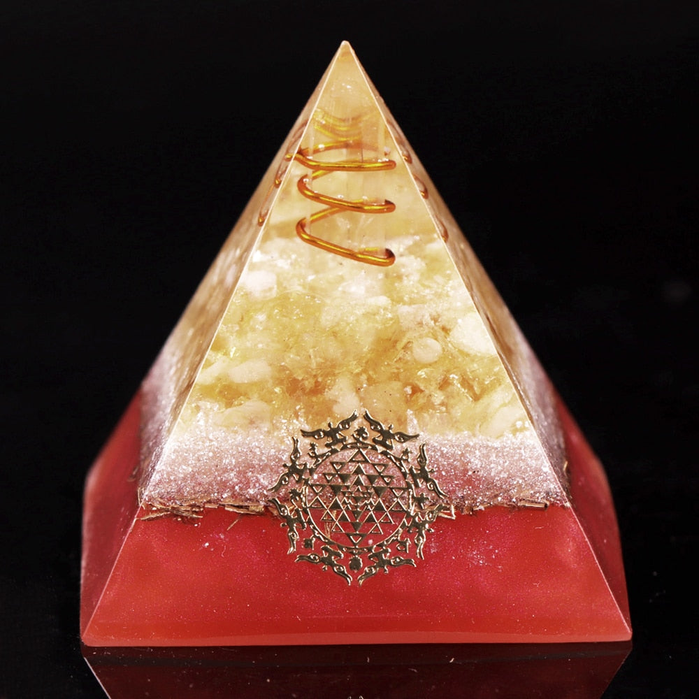Citrine Orgone Pyramid for Manifestation and Harmony