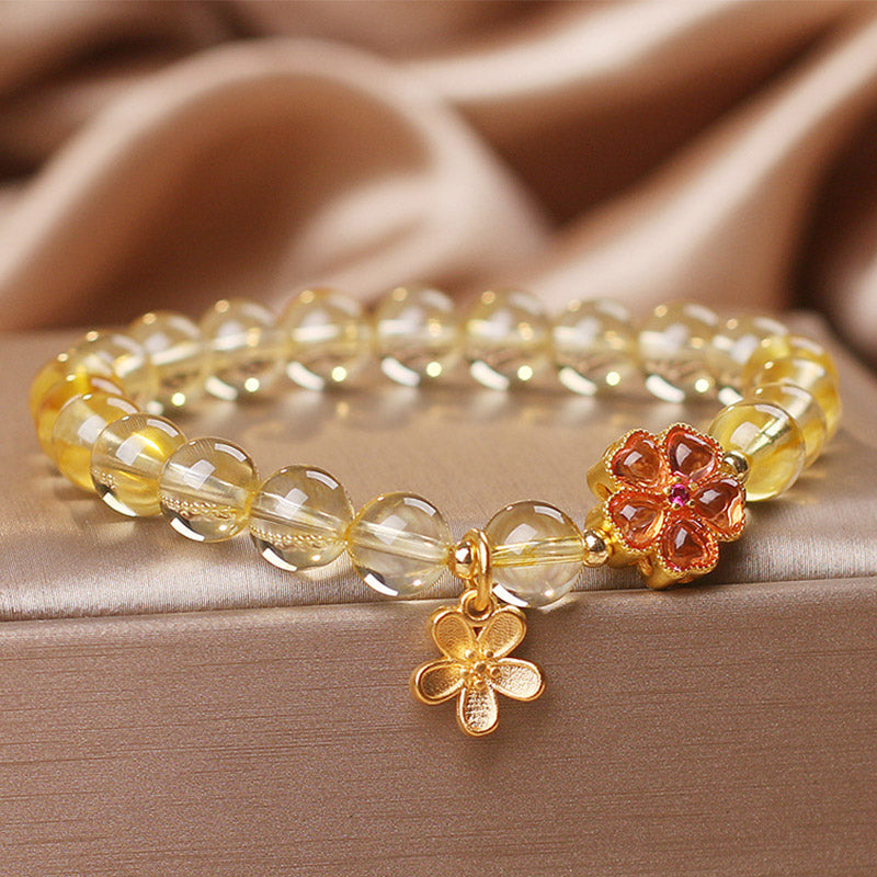 Citrine Prosperity Flower Bracelet 14-16cm