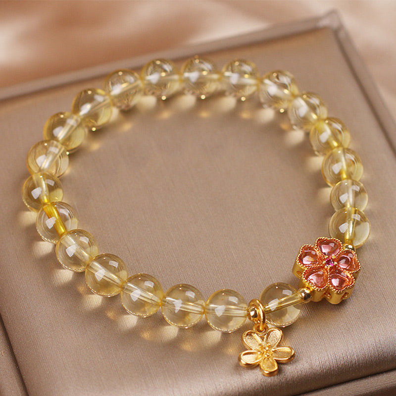 Citrine Prosperity Flower Bracelet 14-16cm