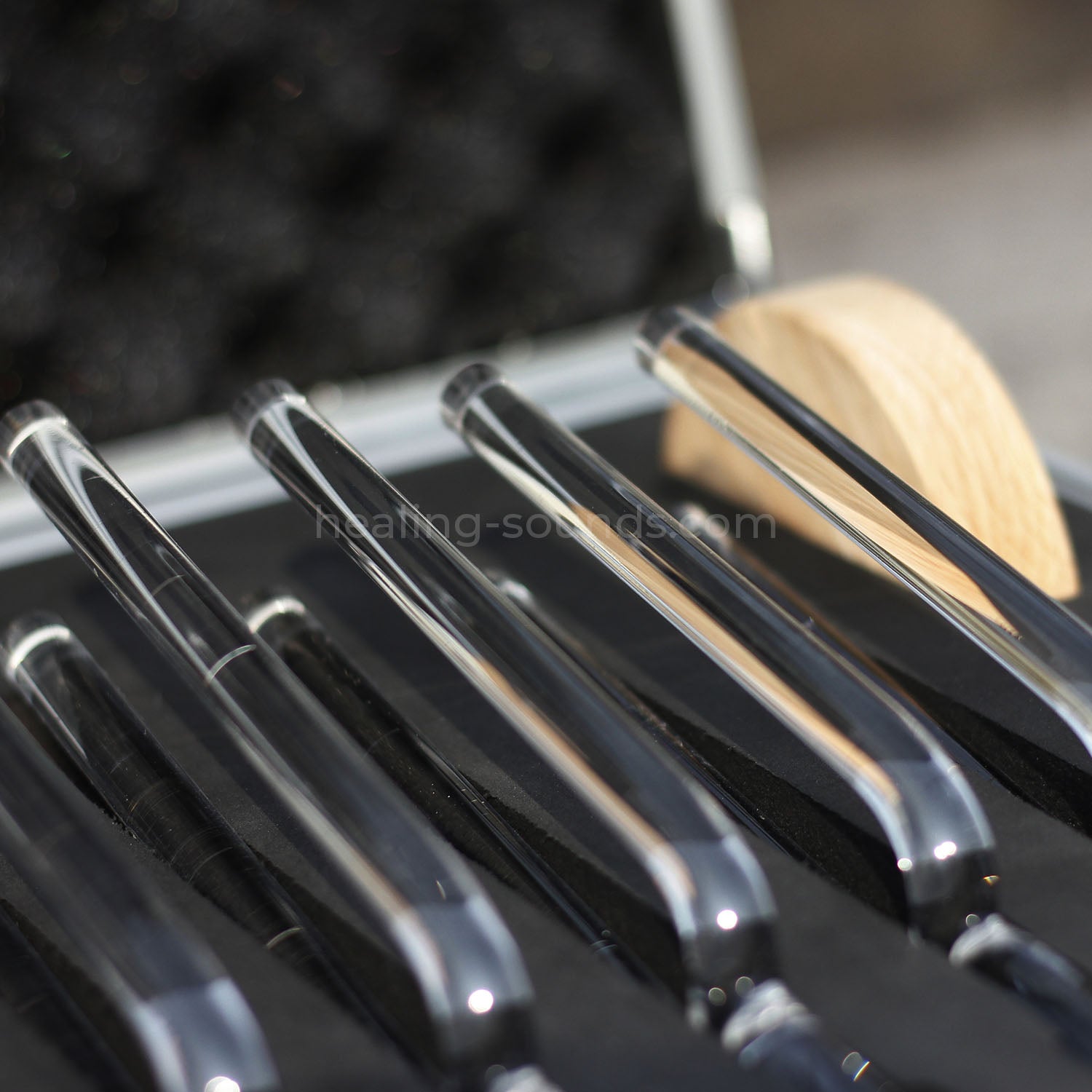 432 Hz Clear Crystal Tuning Fork Set with Box - 8pc - 10 mm/20 mm