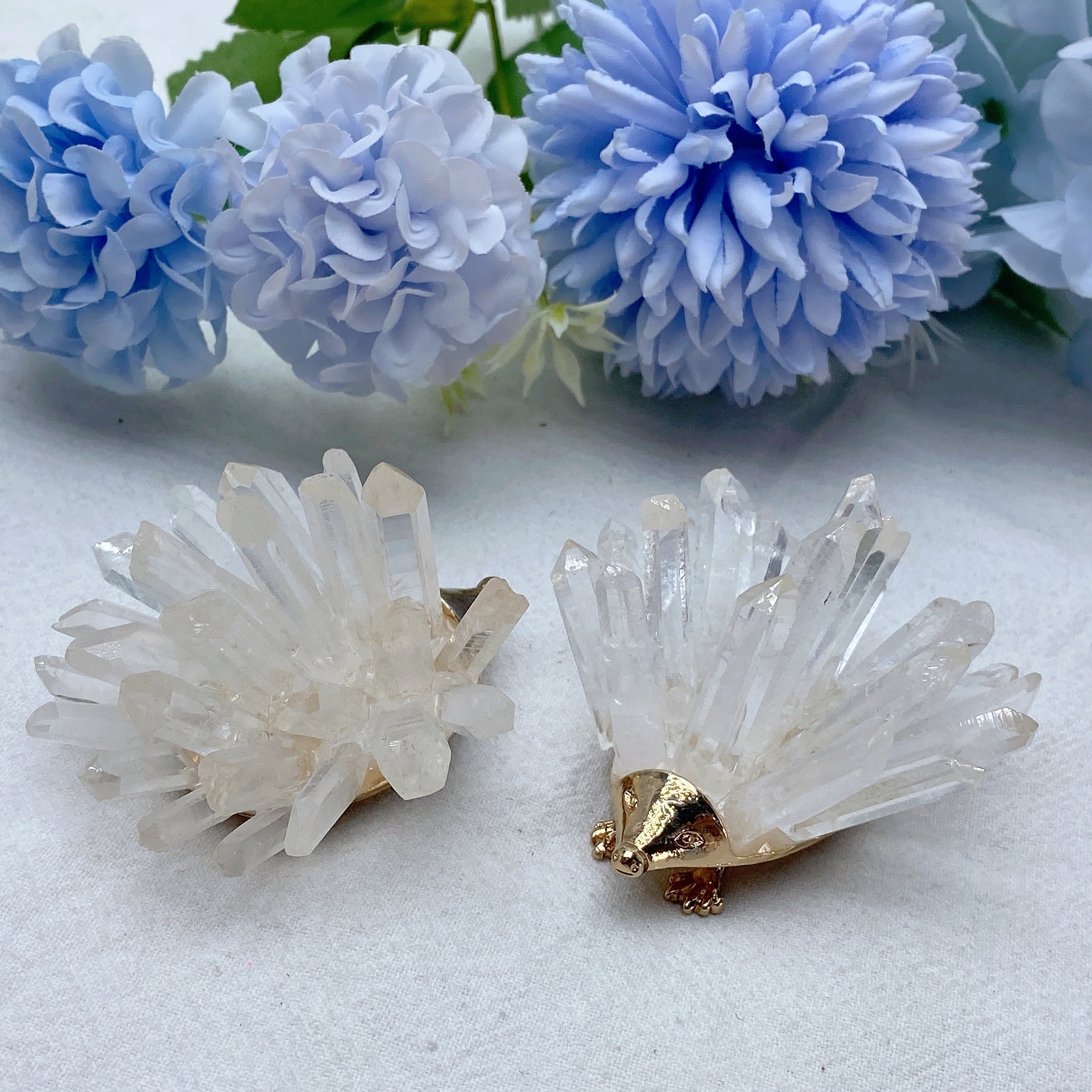 Clear Quartz Crystal Figurine 2.3" Hedgehog Carving
