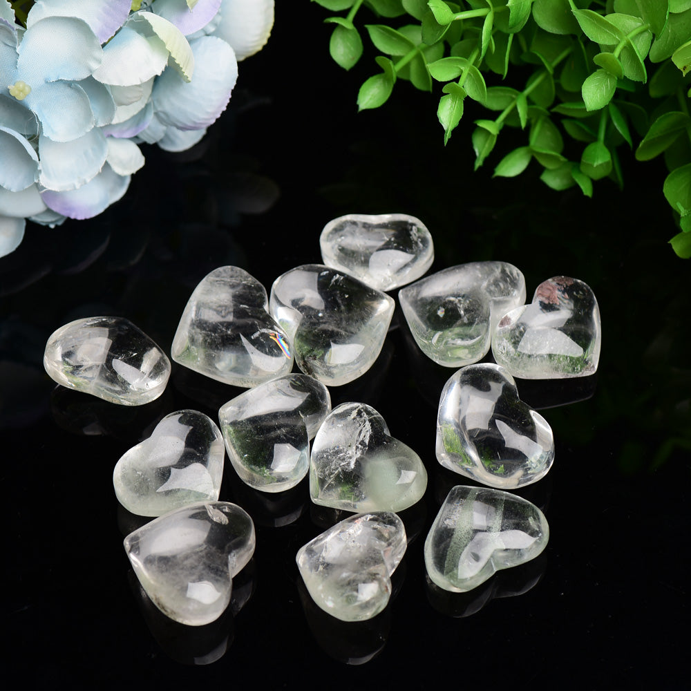 Clear Quartz Heart Crystal Carving 1.2-1.5 inch for Healing