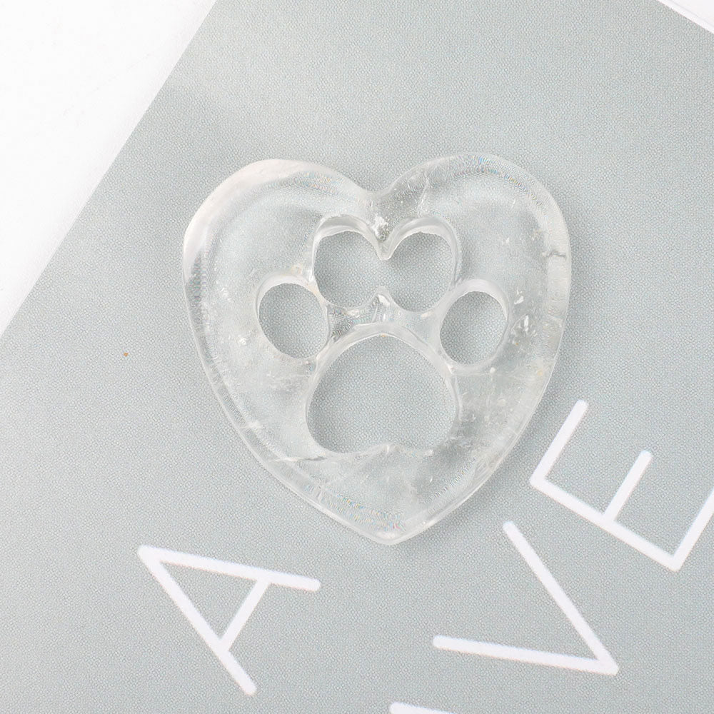 Clear Quartz Heart Crystal with Claw Carving 1.45 Inch